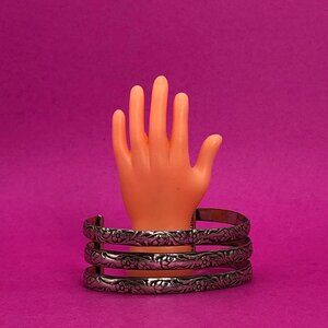 Vintage stacked three level Mexico silver cuff 925 - 00G01A